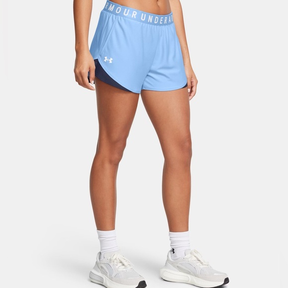 NEW Under Armour Women’s Play Up Shorts 3.0 Horizon Blue/Midnight Navy. Small. - Picture 3 of 8